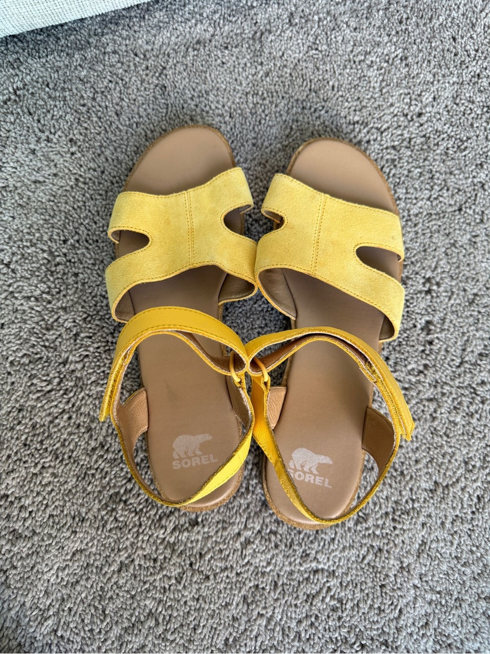 Sorel butter Yellow Leather Ankle-Strap suede leather Sandals